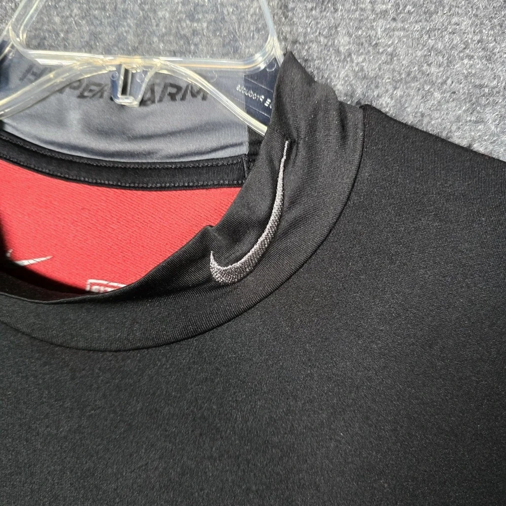 Nike Pro Combat Shirt Mens Large Fitted Black Long Sleeve Mock Neck Performance‎